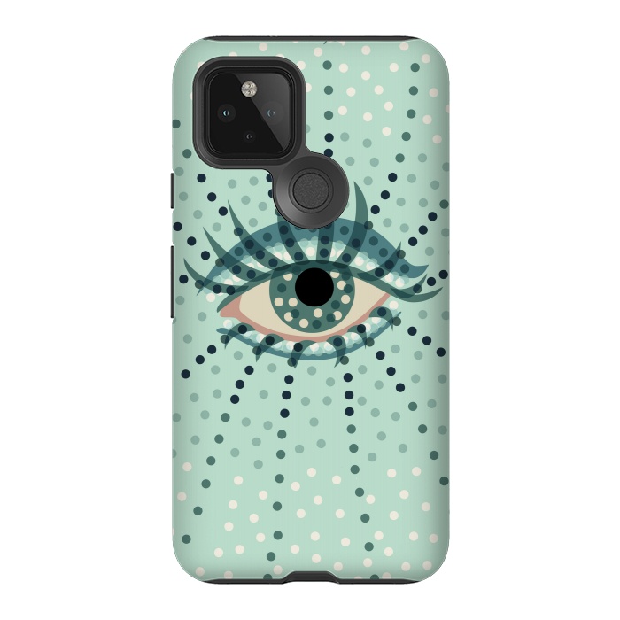 Pixel 5 StrongFit Beautiful Abstract Dotted Blue Eye by Boriana Giormova