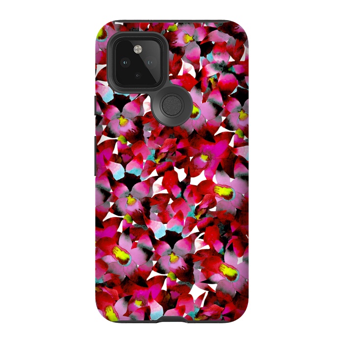 Pixel 5 StrongFit Red Floral by Amaya Brydon