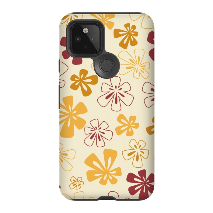 Pixel 5 StrongFit Gold Funky Flowers by Paula Ohreen