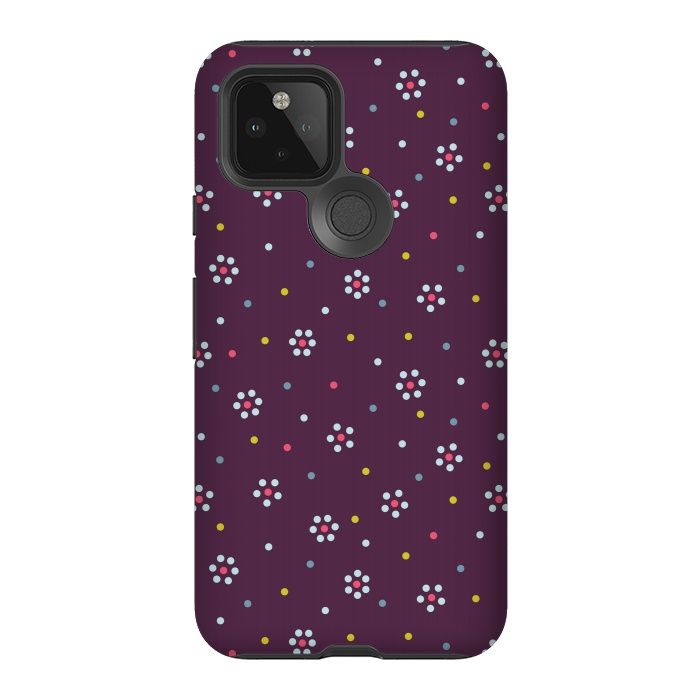 Pixel 5 StrongFit Flowers Made Of Dots Pattern On Purple by Boriana Giormova
