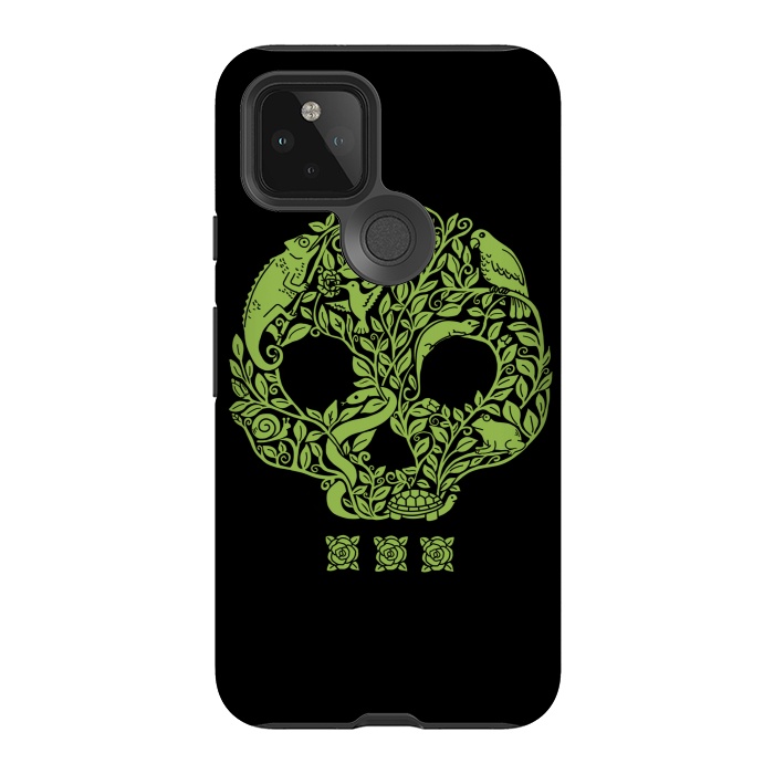 Pixel 5 StrongFit Green Skull by Coffee Man
