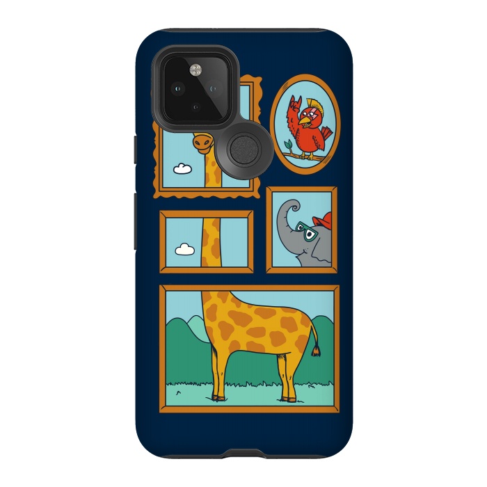 Pixel 5 StrongFit Portrait of Animals Blue by Coffee Man