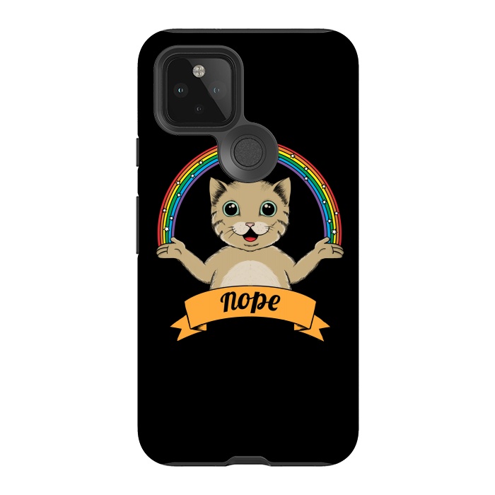 Pixel 5 StrongFit Cat nope Black by Coffee Man