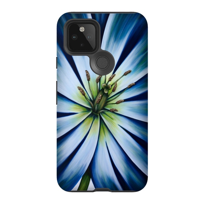 Pixel 5 StrongFit Blue Tulip Flower by Denise Cassidy Wood