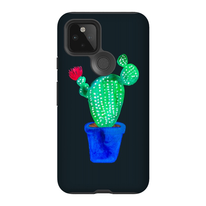 Pixel 5 StrongFit Red Flower Cactus by Amaya Brydon