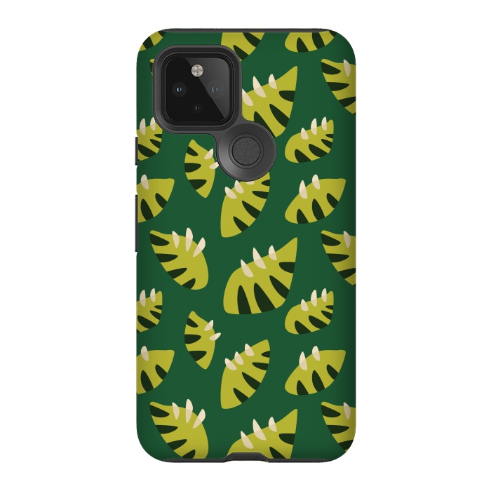 Pixel 5 StrongFit Clawed Abstract Green Leaf Pattern by Boriana Giormova
