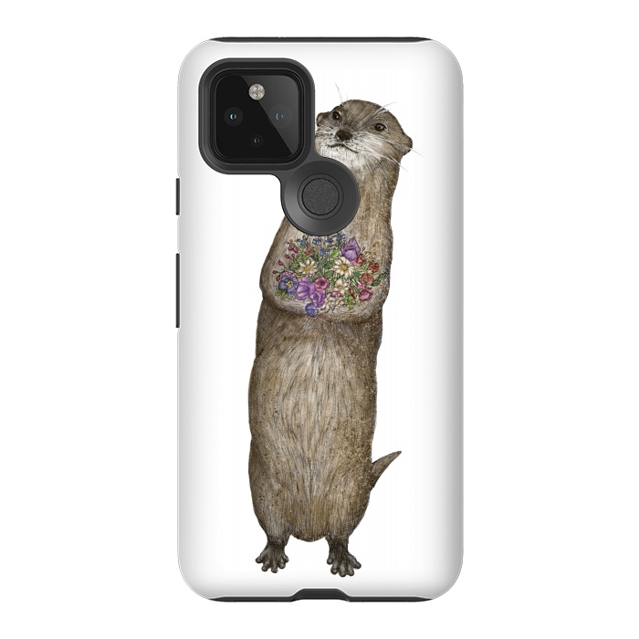 Pixel 5 StrongFit Otter and Flowers by ECMazur 