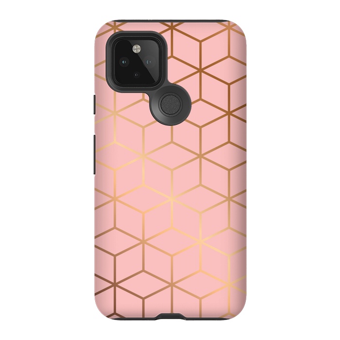 Pixel 5 StrongFit Pink & Gold Geometry 011 by Jelena Obradovic
