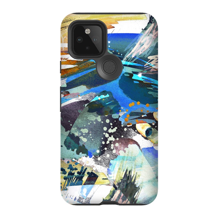 Pixel 5 StrongFit Abstract watercolor splatter and brushstrokes by Oana 