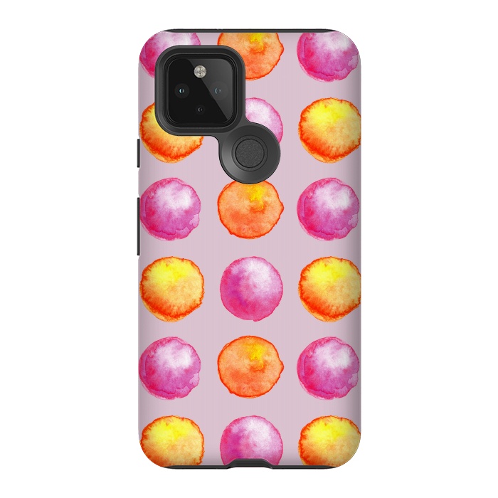Pixel 5 StrongFit Juicy Watercolor Pink And Orange Spheres Pattern by Boriana Giormova