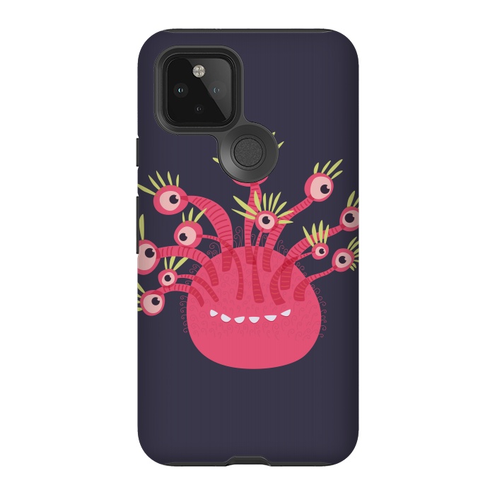 Pixel 5 StrongFit Funny Pink Monster With Eleven Eyes by Boriana Giormova