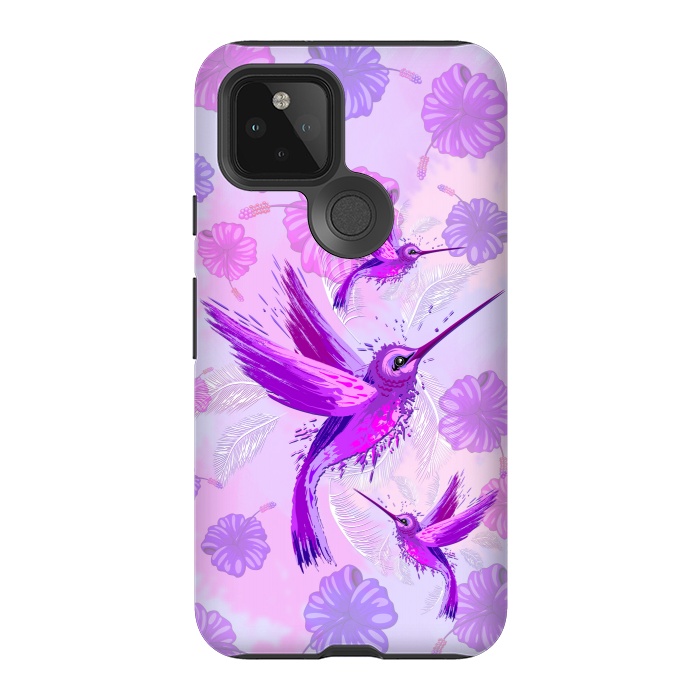 Pixel 5 StrongFit Hummingbird Spirit Purple Watercolor  by BluedarkArt