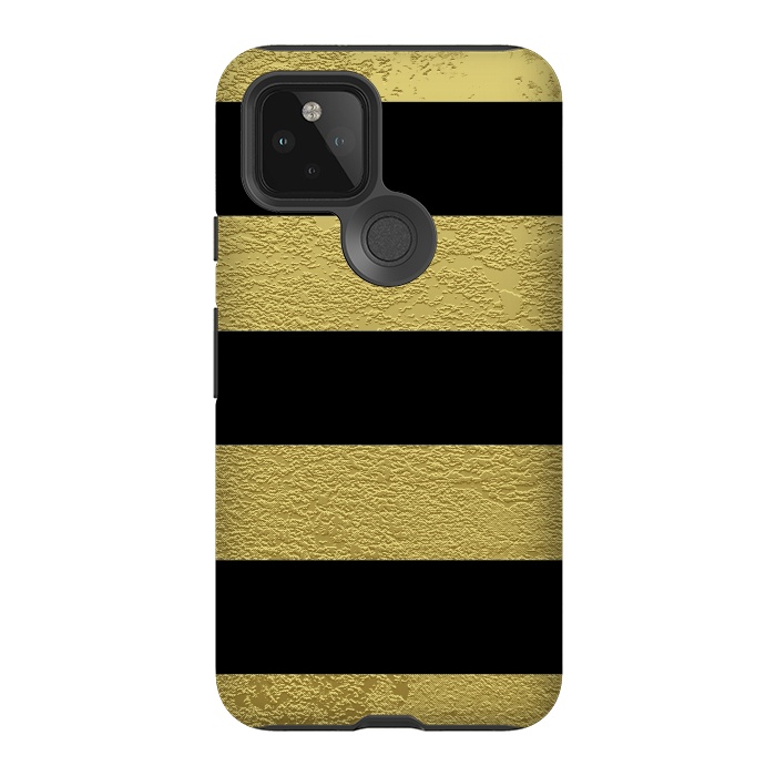 Pixel 5 StrongFit Black and Gold Stripes by Alemi