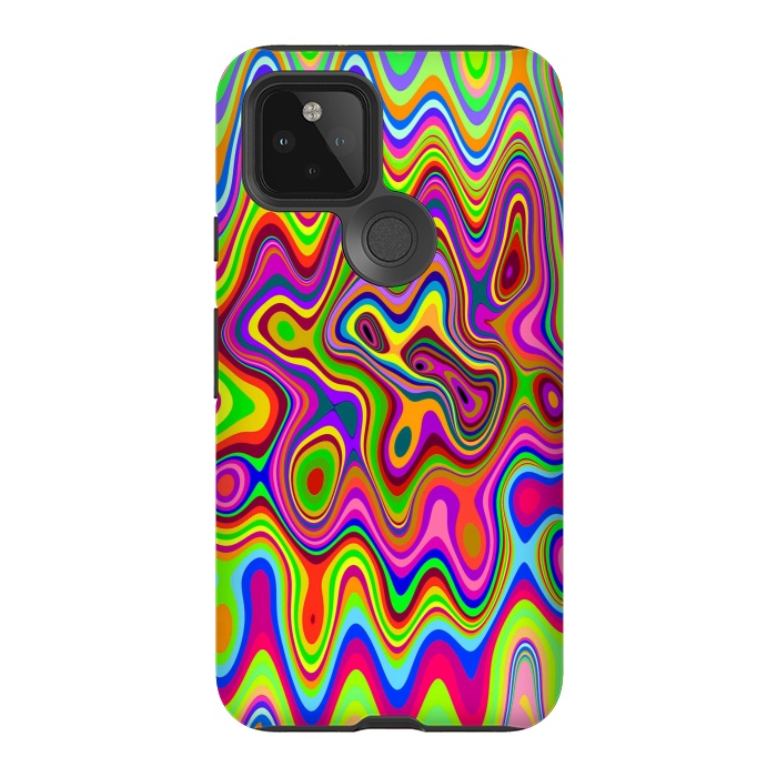 Pixel 5 StrongFit Psychedelic Glowing Colors Pattern by BluedarkArt