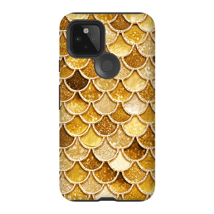 Pixel 5 StrongFit Faux Gold Glitter Mermaid Scales by  Utart
