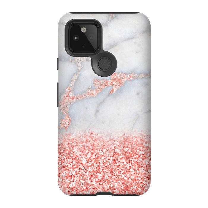 Pixel 5 StrongFit Sparkly Pink Rose Gold Glitter Ombre Bohemian Marble by  Utart