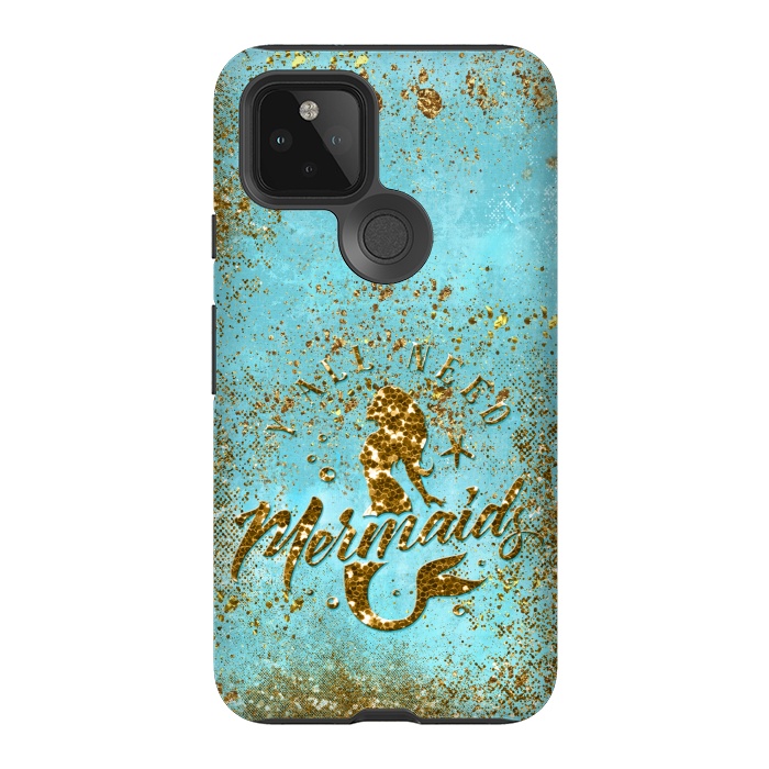 Pixel 5 StrongFit We all need mermaids - Teal and Gold Glitter Typography  by  Utart