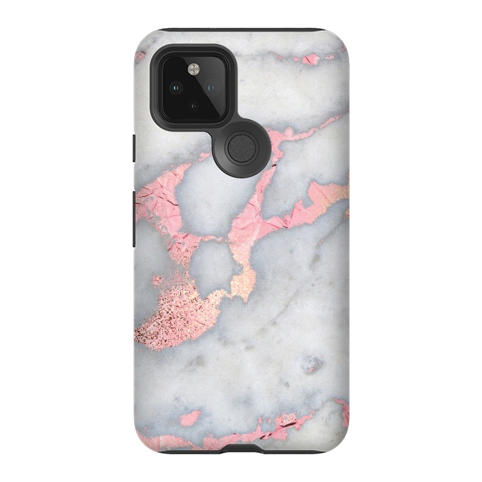Pixel 5 StrongFit Marble with Rose Gold Veins by  Utart