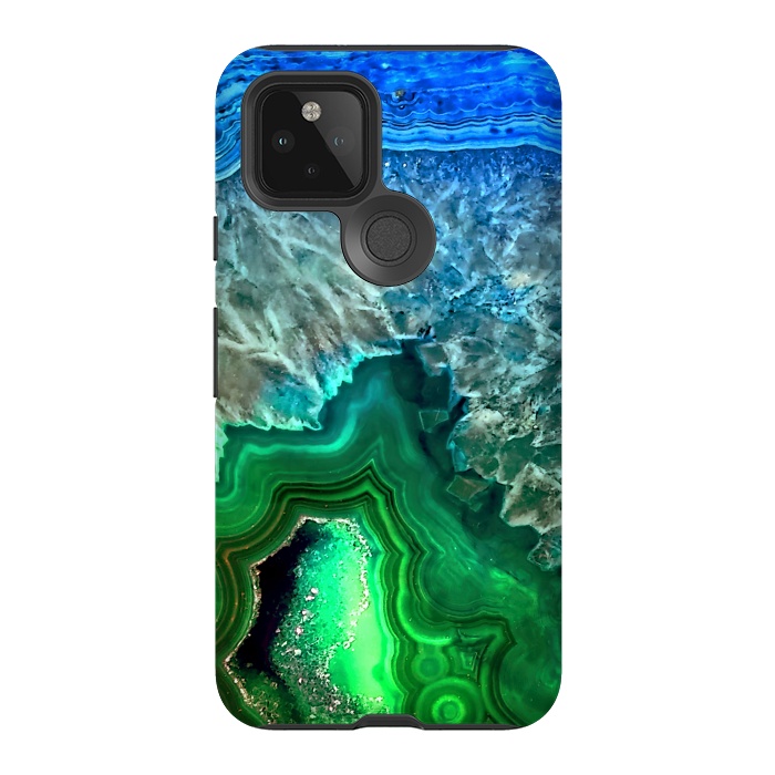 Pixel 5 StrongFit Blue and Green Agate  by  Utart
