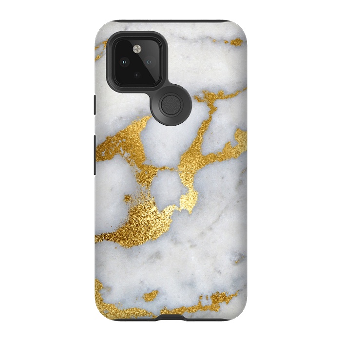 Pixel 5 StrongFit Marble with Gold Metal Foil Veins by  Utart