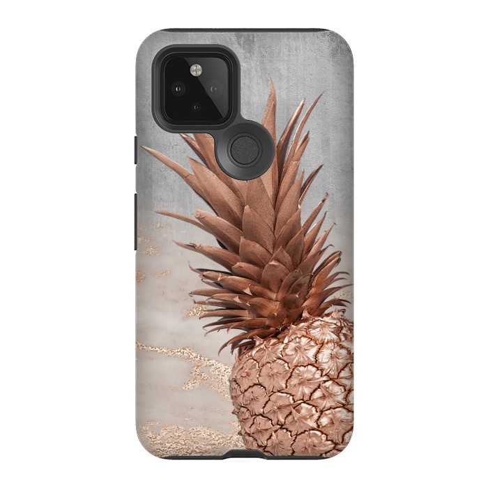 Pixel 5 StrongFit Rose Gold Pineapple on Congrete by  Utart