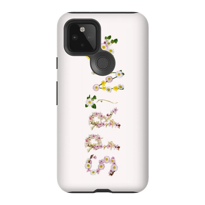Pixel 5 StrongFit Spring - Flower Typography  by  Utart