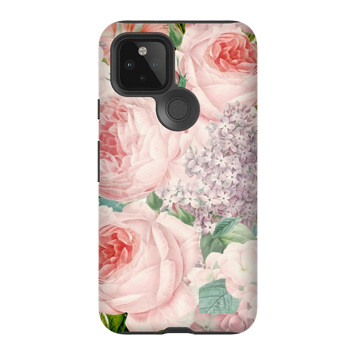 Pixel 5 StrongFit Pink Retro Watercolor Roses by  Utart