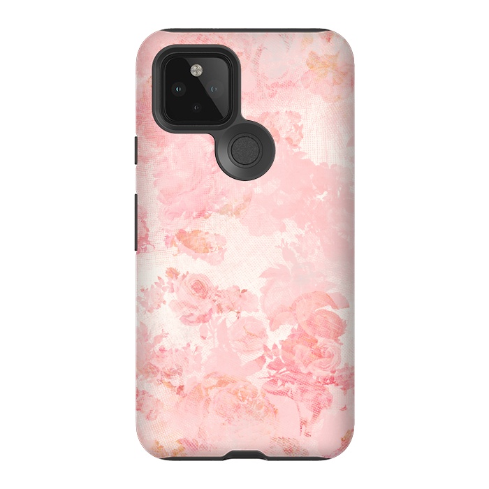 Pixel 5 StrongFit Vintage Roses in Pink - Pattern by  Utart