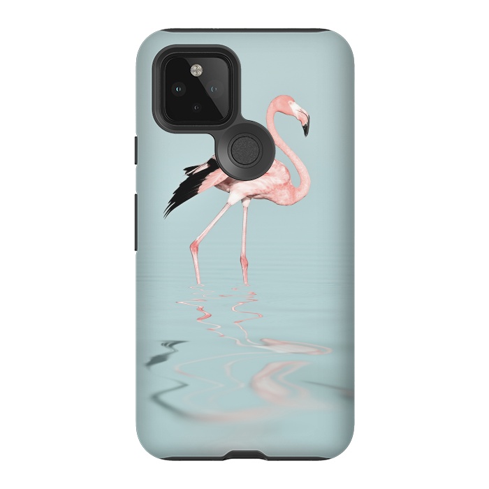 Pixel 5 StrongFit Flamingo On Turquoise Waters by Andrea Haase