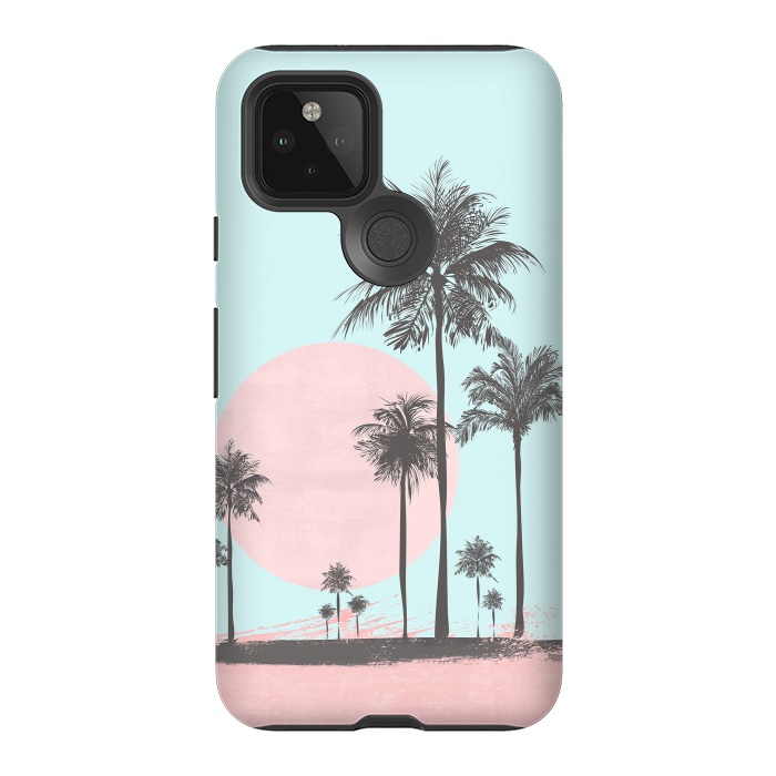 Pixel 5 StrongFit Beachfront Palm Tree Sunset by Andrea Haase