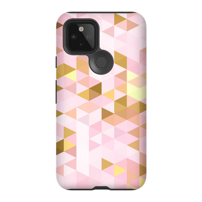 Pixel 5 StrongFit Pink and Rose Gold Marble Triangle Pattern by  Utart