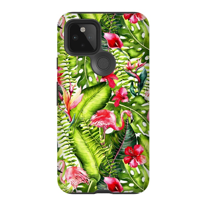 Pixel 5 StrongFit Flower Jungle and Flamingo  by  Utart