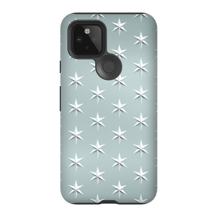 Pixel 5 StrongFit Silver Stars On Teal Metal by Andrea Haase