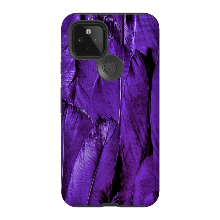 Pixel 5 StrongFit Purple Feathers by Andrea Haase
