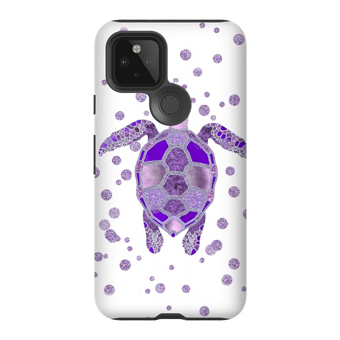 Pixel 5 StrongFit Shimmering Purple Turtle by Andrea Haase