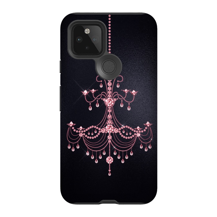 Pixel 5 StrongFit Pink sparkling chandelier on metal black  by  Utart