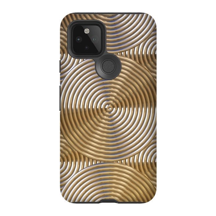 Pixel 5 StrongFit Shiny Golden Metal Embossed Circles 2 by Andrea Haase