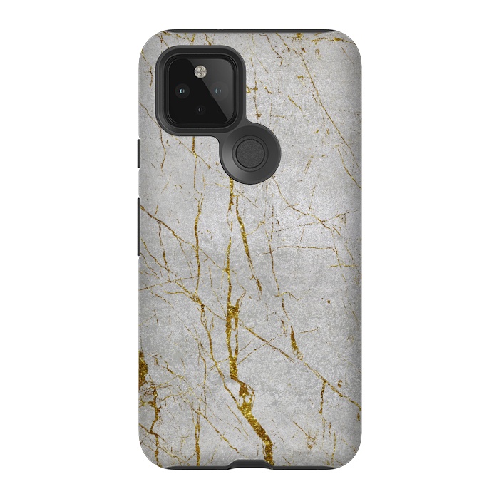 Pixel 5 StrongFit Golden Marble Veins On Concrete 2 by Andrea Haase