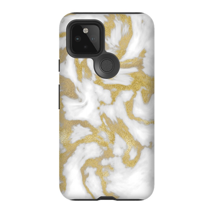 Pixel 5 StrongFit White Gold Faux Marble by Andrea Haase