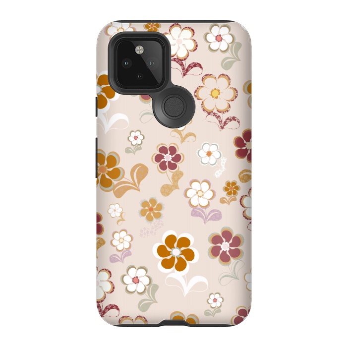 Pixel 5 StrongFit 60s Flowers on Light Pink by Paula Ohreen