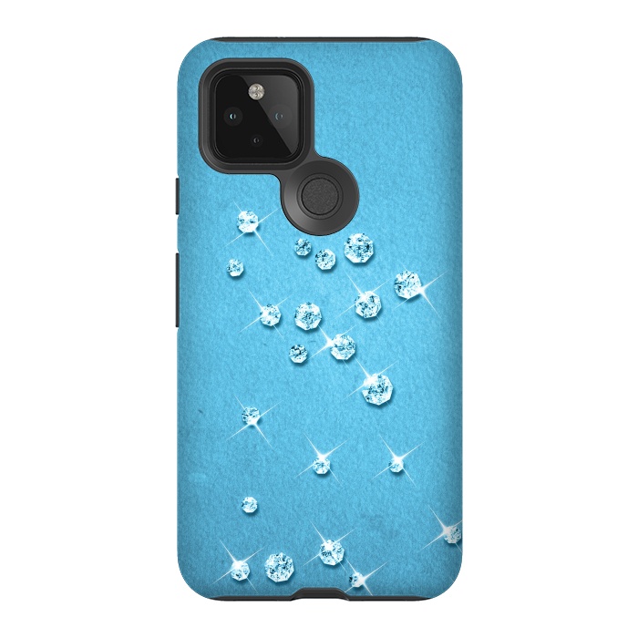Pixel 5 StrongFit Sparkling Rhinestones on Blue by Andrea Haase