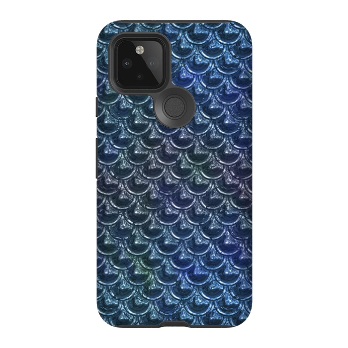 Pixel 5 StrongFit Shimmering Blue Metallic Scales by Andrea Haase