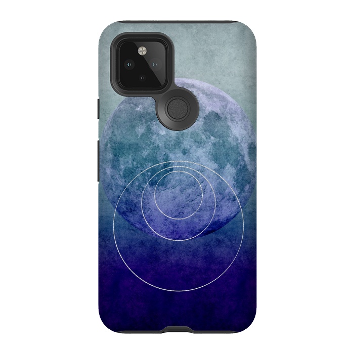 Pixel 5 StrongFit Blue Abstract Moon by Andrea Haase