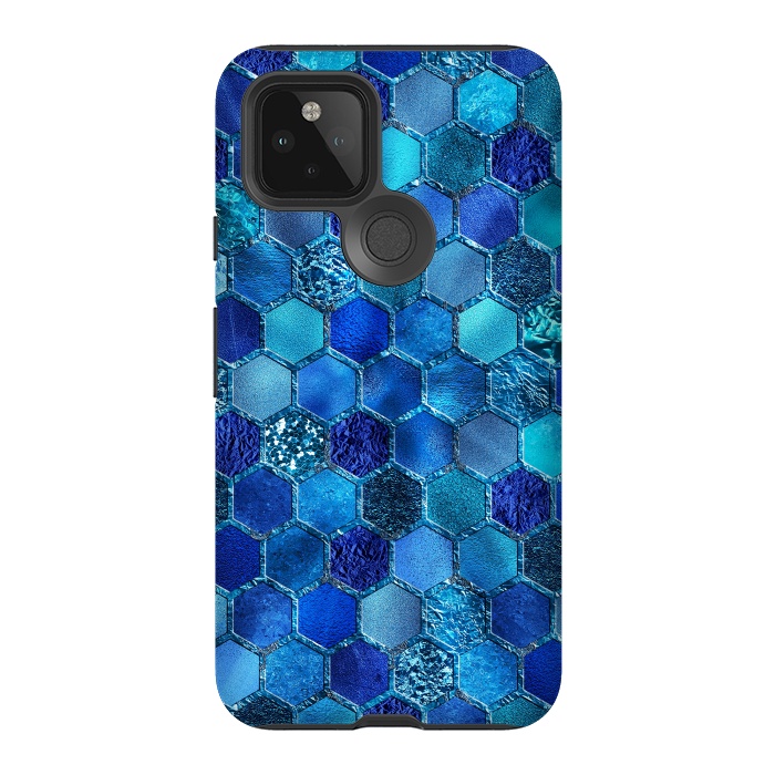 Pixel 5 StrongFit Blue HOneycomb Glitter Pattern by  Utart