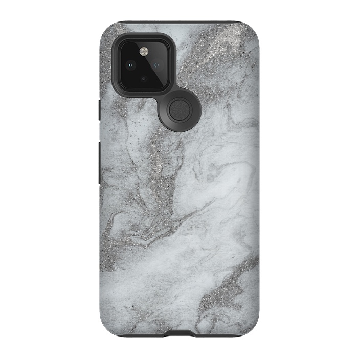 Pixel 5 StrongFit Grey Silver Marble 2 by Andrea Haase
