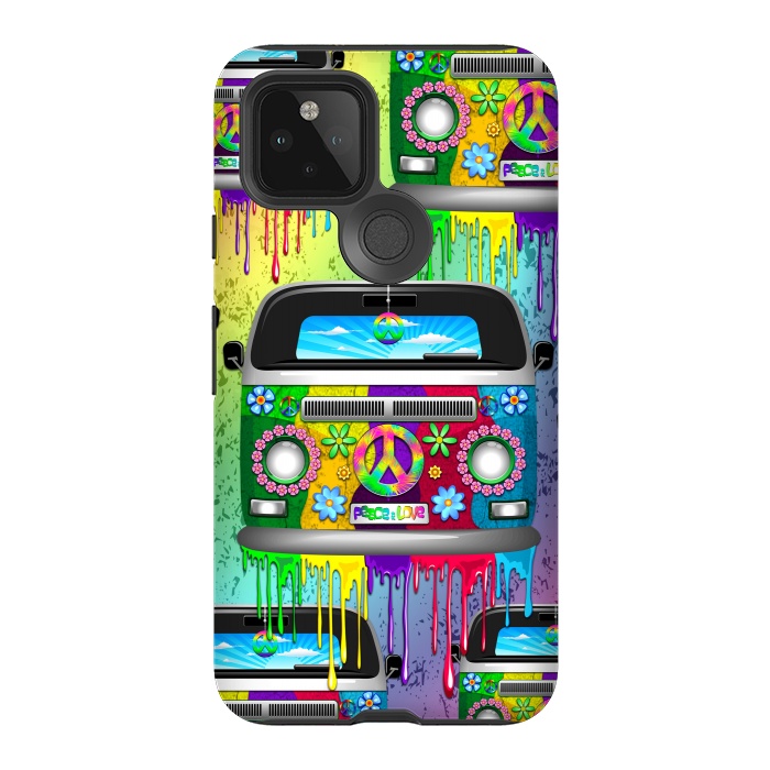 Pixel 5 StrongFit Hippie Van Dripping Rainbow Paint by BluedarkArt