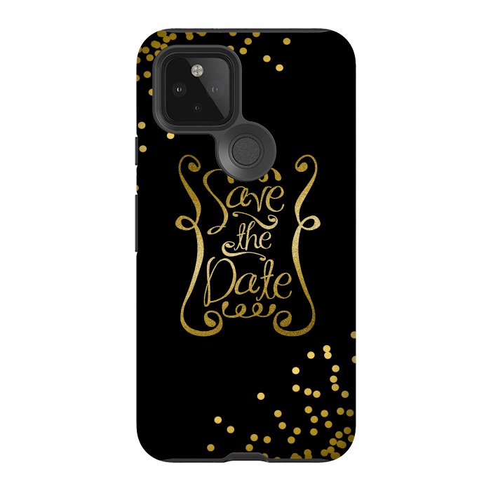 Pixel 5 StrongFit Save The Date Golden Calligraphy by Andrea Haase