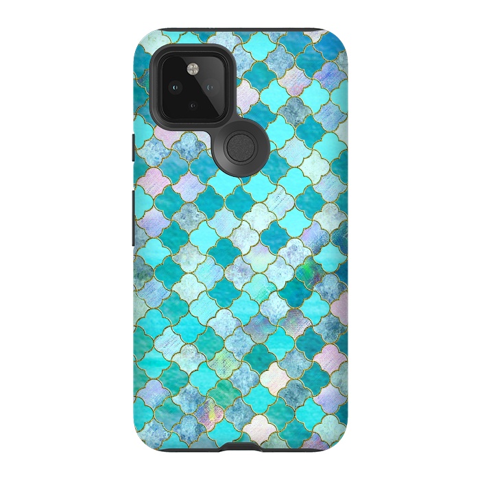 Pixel 5 StrongFit Multicolor Teal Moroccan Shapes Pattern  by  Utart