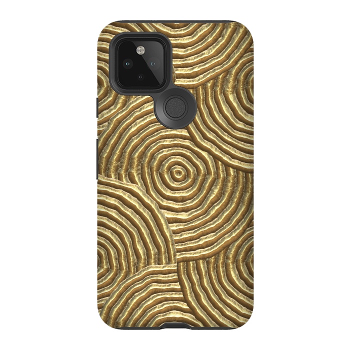 Pixel 5 StrongFit Gold Metal Embossed Circles by Andrea Haase