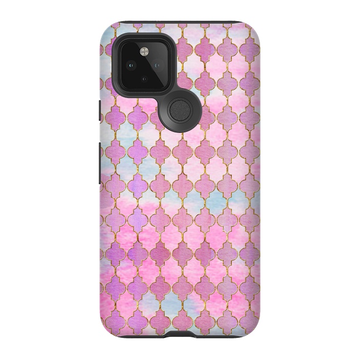 Pixel 5 StrongFit Multicolor Pink Moroccan Shapes Pattern  by  Utart